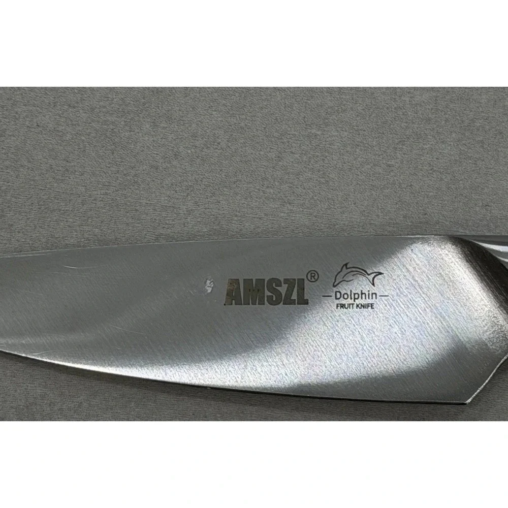 AMSZL Dolphin 2-Piece Stainless Steel Utility & Fruit Knife Set Black Handle